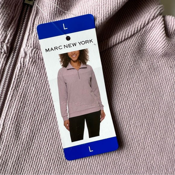 Marc New York Women Ribbed Knit Pullover Sweater Shirt 1/3 Zip Color Amethyst L - Picture 5 of 7